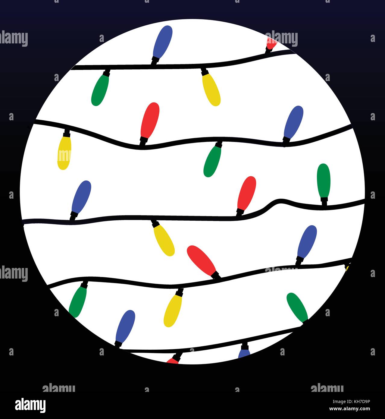 Guirlande de noël multicolores sur fond sombre Illustration de Vecteur