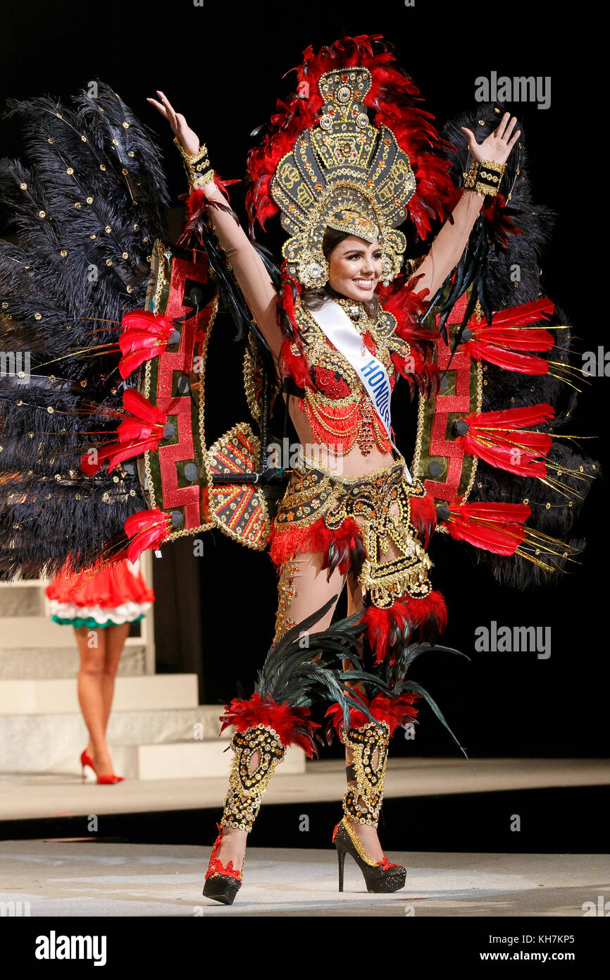 Tokyo, Japon. 14 novembre 2017. Miss Honduras Vanessa Villars marche sur la piste lors de la ''57th Miss International Beauty Pageant 2017'' qui s'est tenue à l'hôtel de ville du Tokyo Dome le 14 novembre 2017, Tokyo, Japon. Cette année, 69 concurrents de différents pays et régions se sont réunis au Japon pour concourir pour le titre. Crédit : Rodrigo Reyes Marin/AFLO/Alamy Live News Banque D'Images