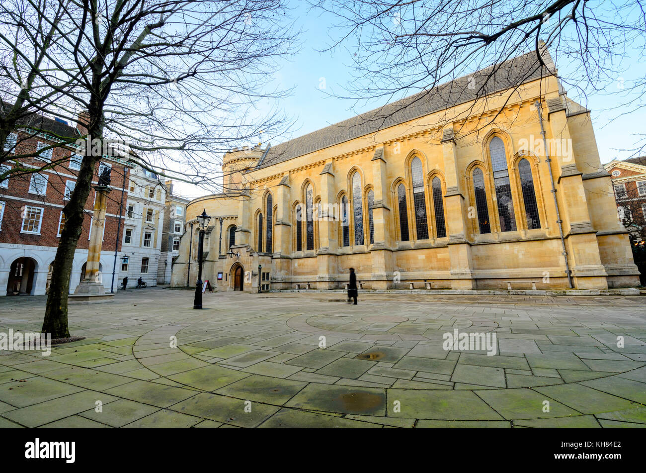 Temple Church, fin 12ème siècle, l'église dans la ville de Londres situé entre la rue de la flotte et la Tamise, construit par les Templiers comme leur quartier général Anglais - Londres, Angleterre Banque D'Images