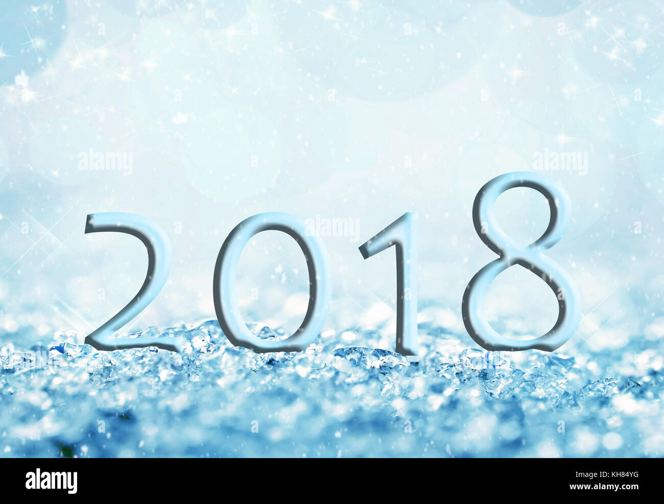 En 2018, la neige fond flou, holiday Greeting card Banque D'Images
