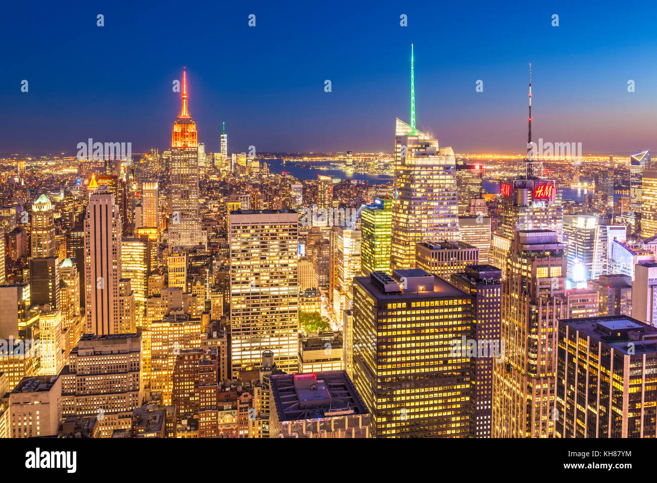 Manhattan skyline, New York Skyline, Empire State Building, de nuit, New York City, États-Unis d'Amérique, Amérique du Nord new york usa new york USA Banque D'Images