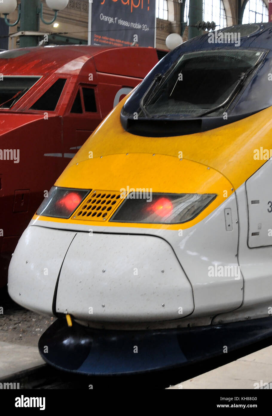 Train Eurostar en gare du Nord, Paris, France Banque D'Images