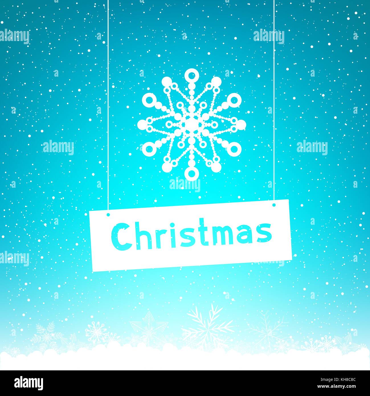 Noël hiver flocon texte bleu Illustration de Vecteur