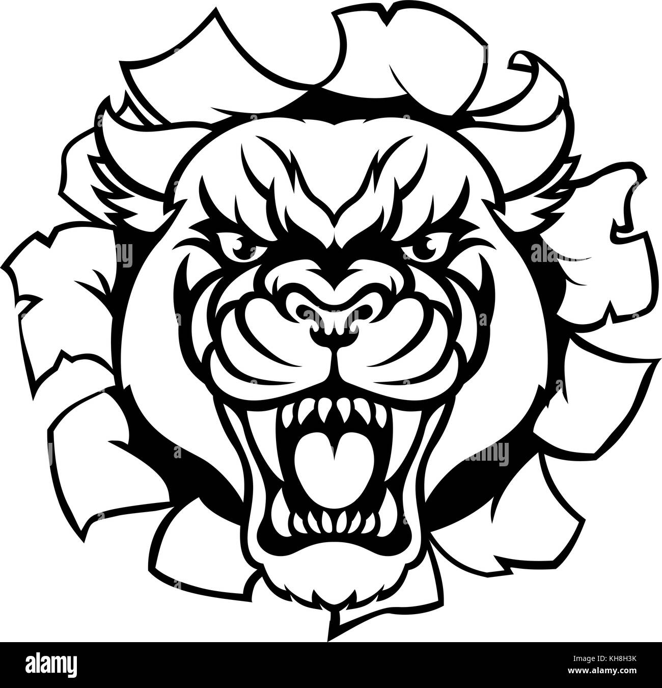 Black Panther Mascot Background Breakthrough Illustration de Vecteur