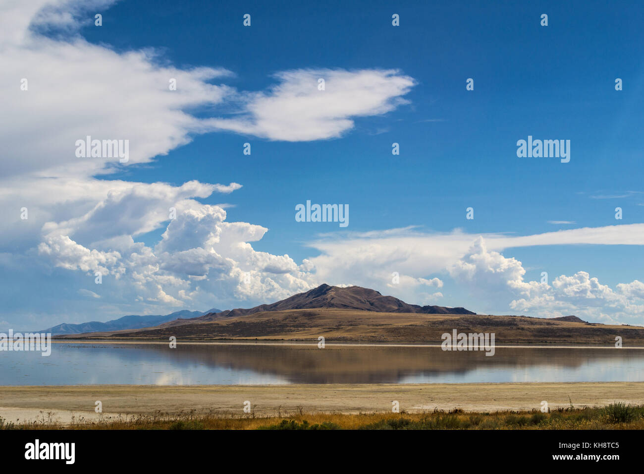 Vue sur le paysage du grand lac salé Antelope Island State Park dans l'Utah., usa parc national. Banque D'Images