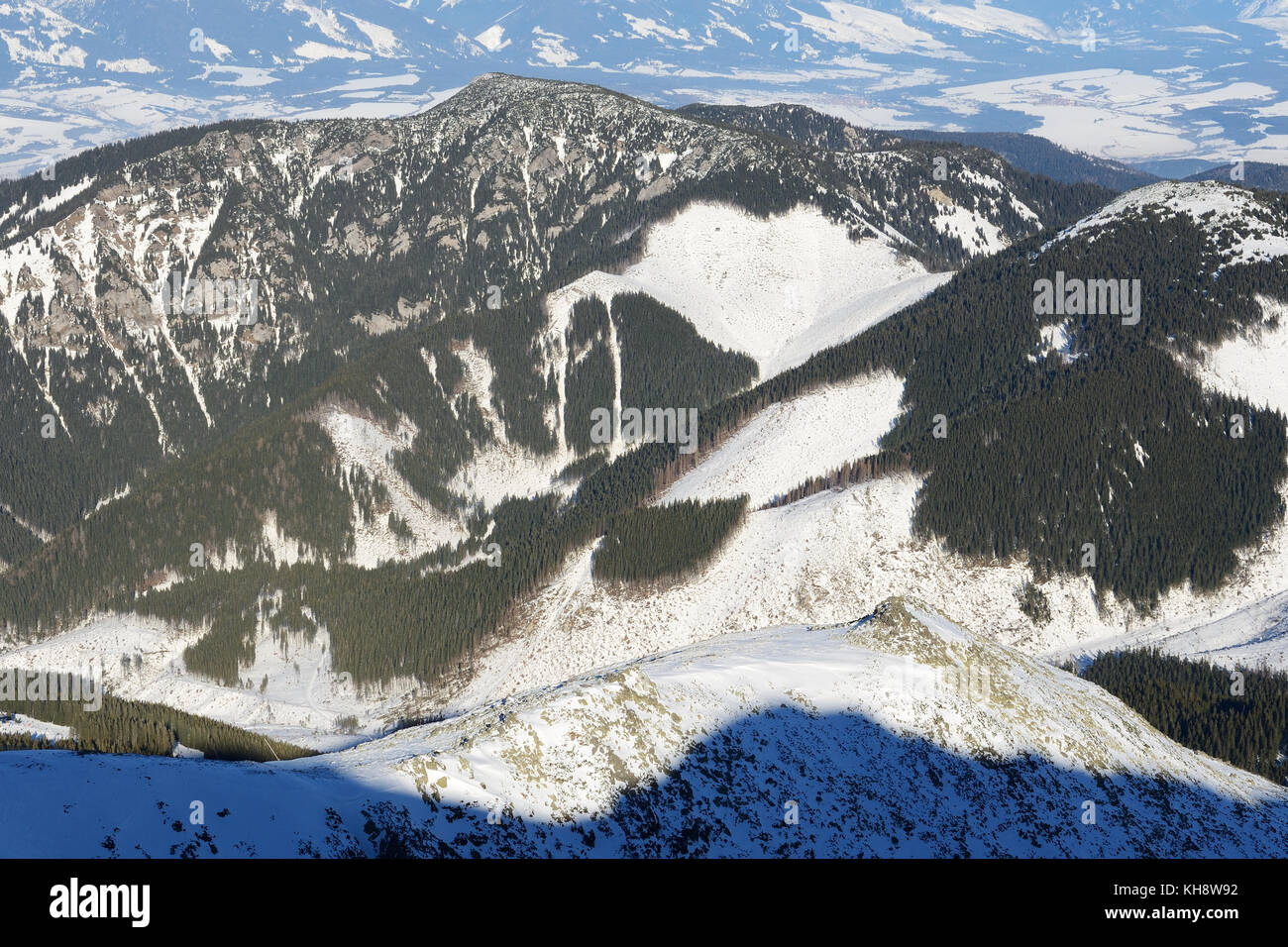 La vue sur les Hautes Tatras à Jasna Basses Tatras, Slovaquie Banque D'Images