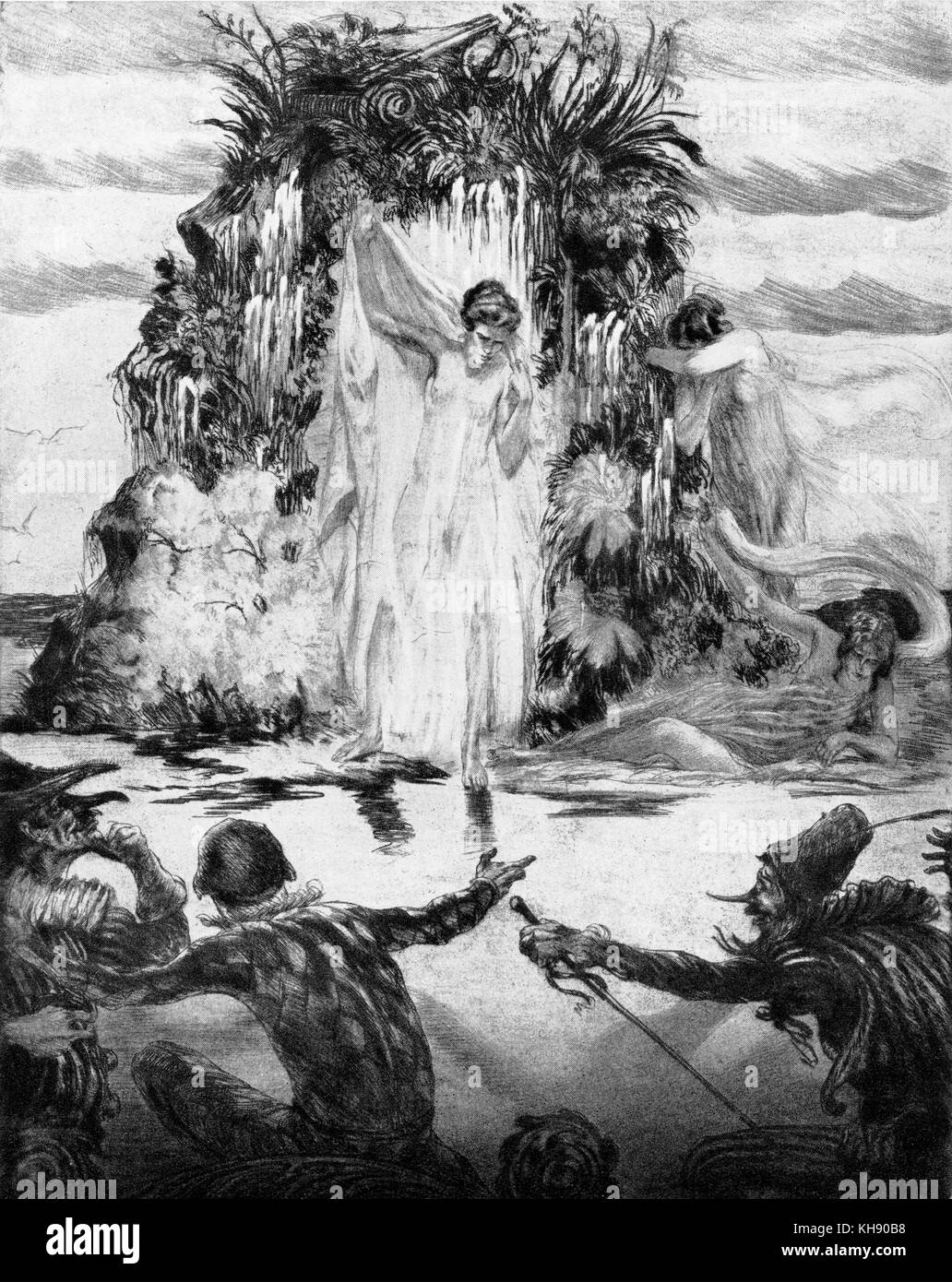 Ariadne auf Naxos, opéra de Richard Strauss. Gravure par Alois Kolb, artiste autrichien 1875-1942. Banque D'Images