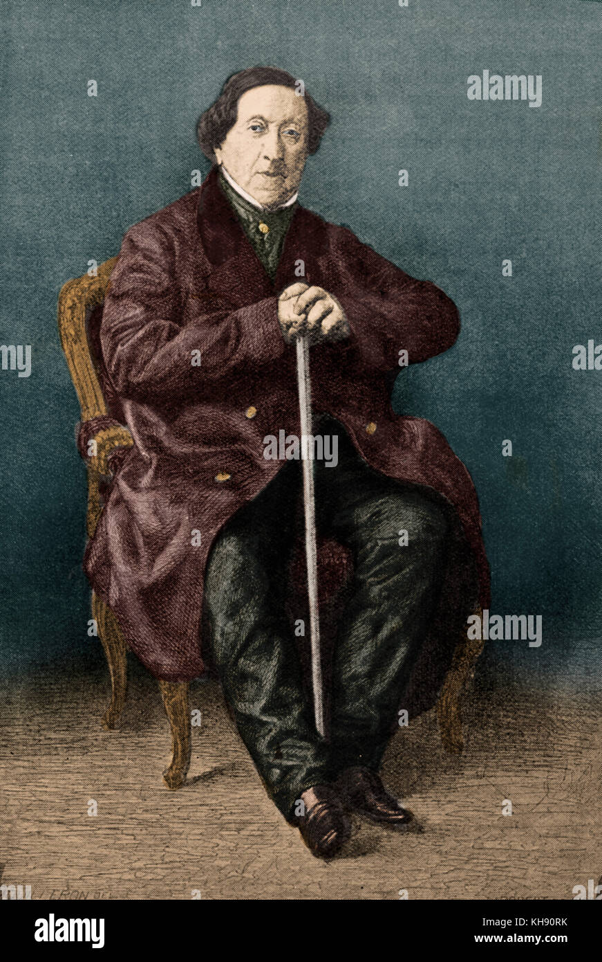 Gioacchino Rossini - portrait. Une gravure sur bois gravé par Robert en 1867 à partir de la photo par Mouilleron. GR : compositeur italien : 29 février 1792 - 13 novembre 1868. Banque D'Images