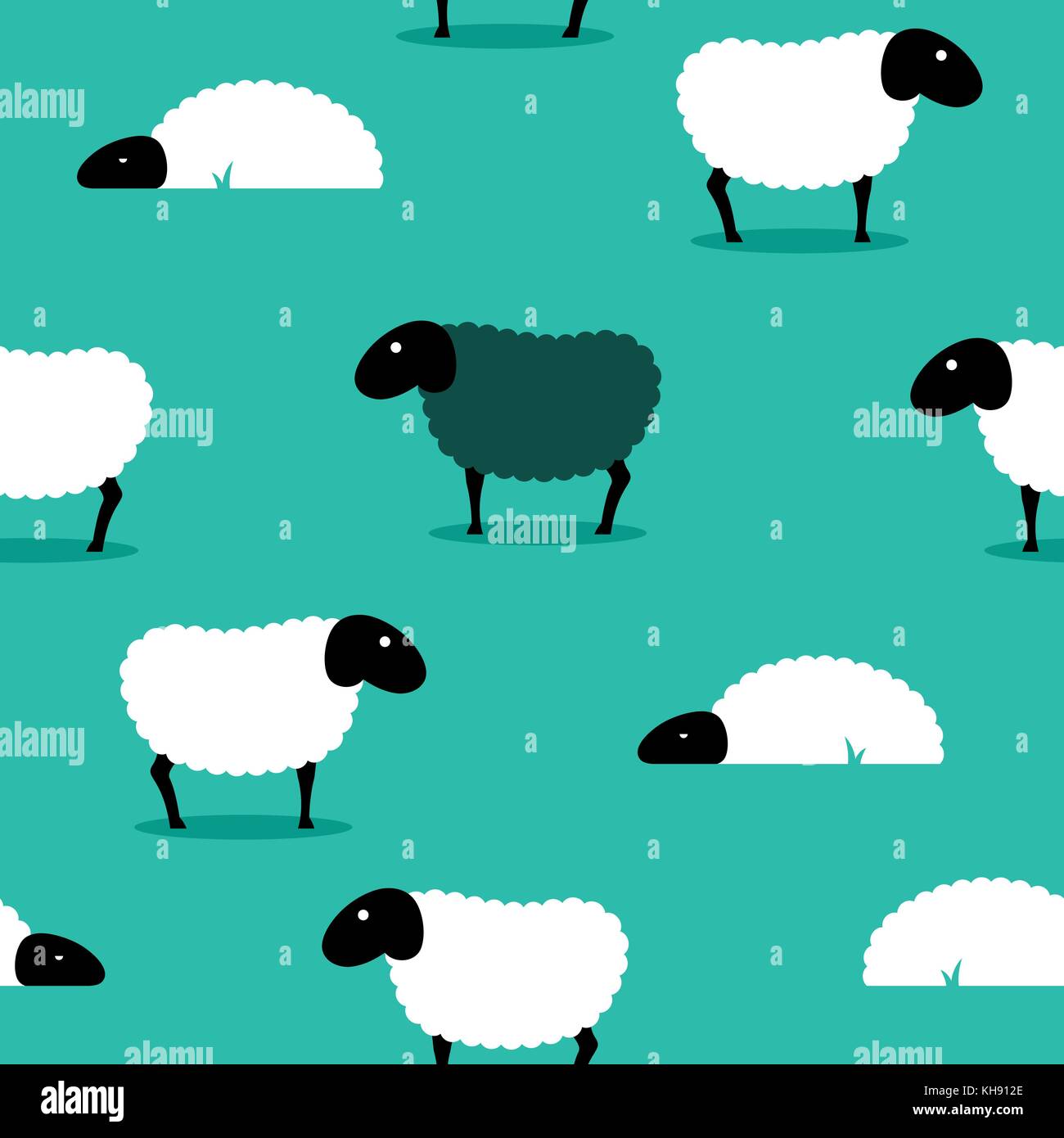 L'idiome de mouton noir et blanc - motif de fond vectoriel continu Illustration de Vecteur