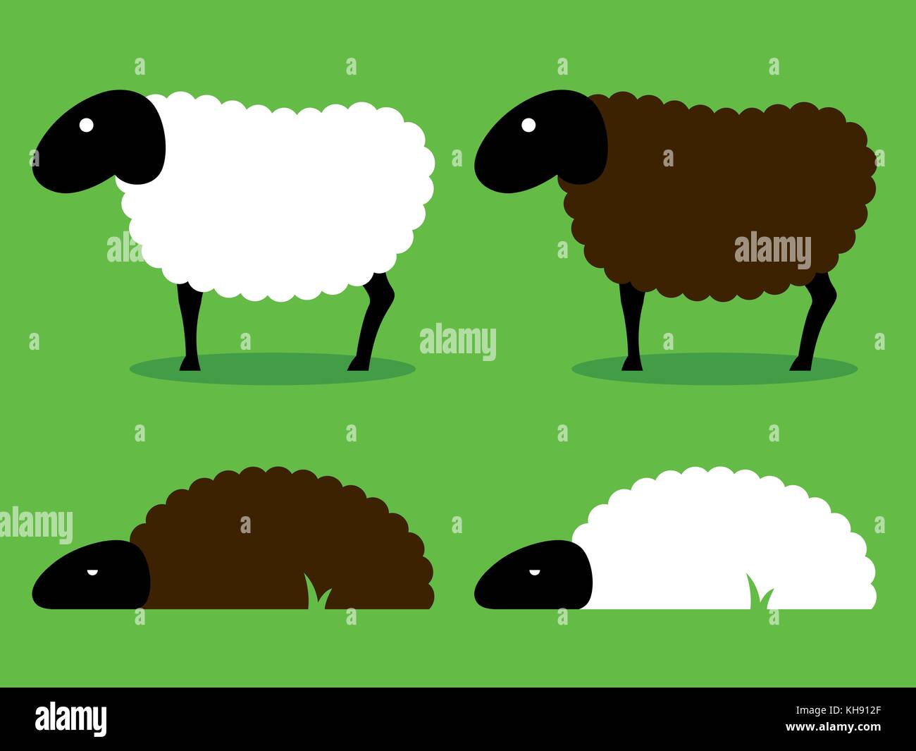 Un mouton noir blanc - vector illustration Illustration de Vecteur