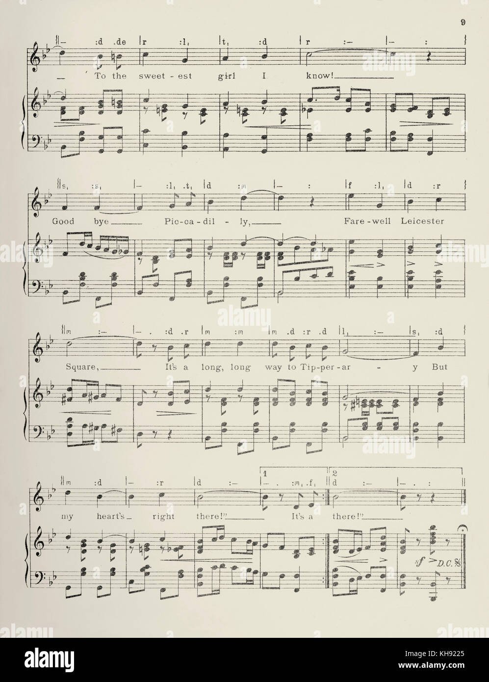 It's a Long, Long Way to Tipperary - chanson écrite et composée par Jack Juge et Harry Williams. Page 3 sur 3. 1912. Populaire au cours de la Seconde Guerre mondiale 1. Banque D'Images