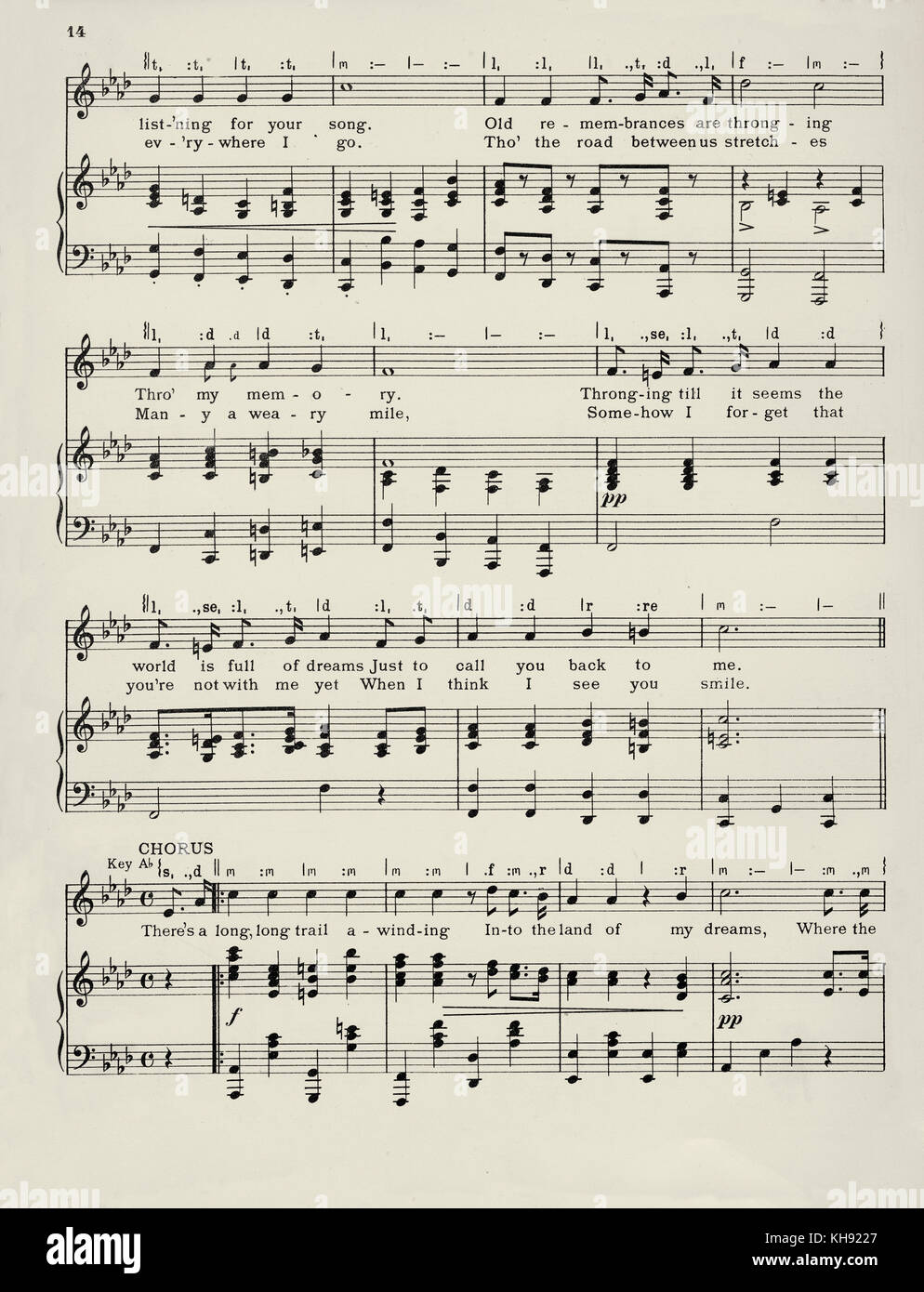 'Il y a un Long, Long Trail' - chanson écrite par King Stoddard et composé par Zo Elliot. 1913. Populaire au cours de la Seconde Guerre mondiale 1. Page 2 de 3. Banque D'Images