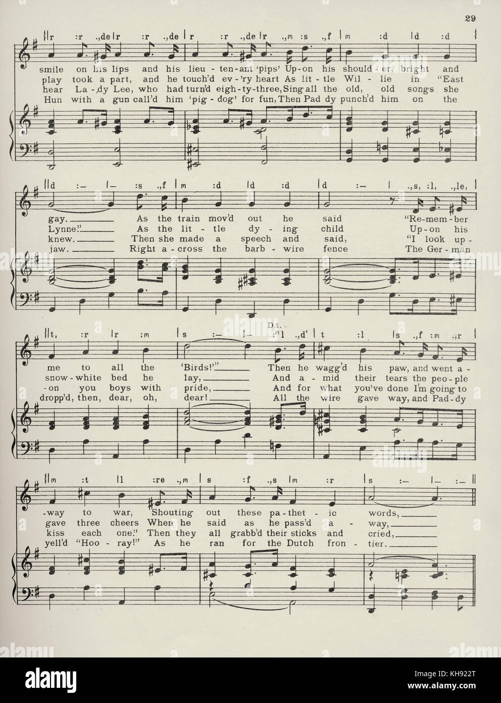 'Bon Bye -- Ee !' - chanson écrite et composée par R.P.Weston et Bert Lee. 1917. Populaire au cours de la Première Guerre mondiale. Page 2 de 3. Banque D'Images