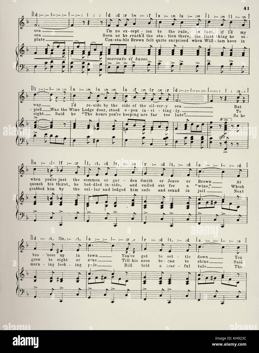 'Je n'aimerais voir au bord de la mer' - chanson écrite et composée par John A. Glover-Kind. 1917. Populaire au cours de la Seconde Guerre mondiale 1. Page 2 de 4. Banque D'Images