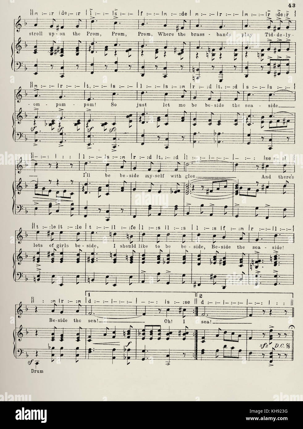 'Je n'aimerais voir au bord de la mer' - chanson écrite et composée par John A. Glover-Kind. 1917. Populaire au cours de la Seconde Guerre mondiale 1. Page 4 sur 4. Banque D'Images