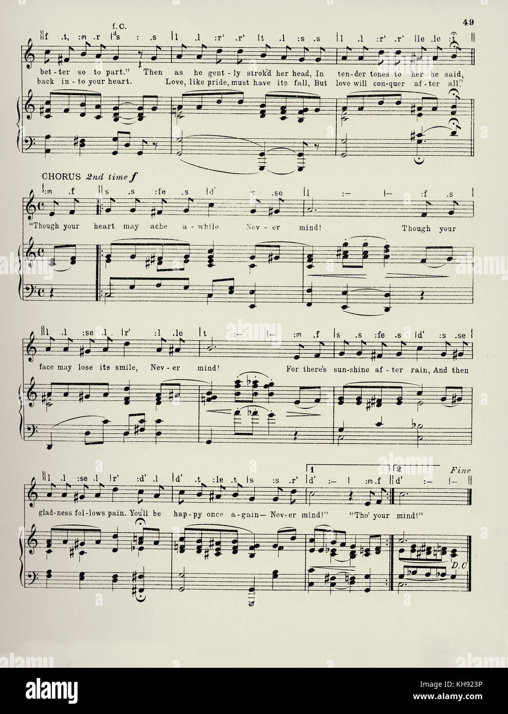 "Jamais l'esprit' - chanson écrite et composée par Harry et Tom Goldburn Dent. 1913. Populaire au cours de la Seconde Guerre mondiale 1. Page 2 de 2. Banque D'Images
