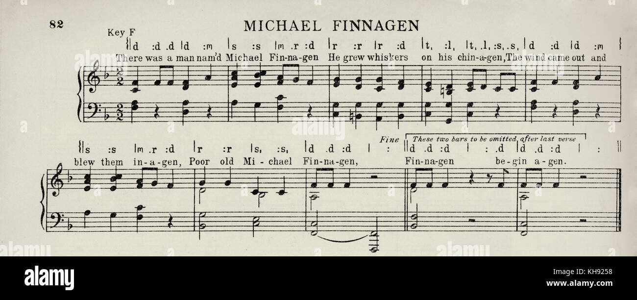 Chansons de la Première Guerre mondiale : 'Michael' Finnagen. Score. Banque D'Images