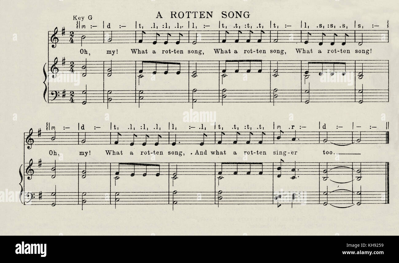 Chansons de la Première Guerre mondiale : "Une chanson pourrie'. Score. Banque D'Images