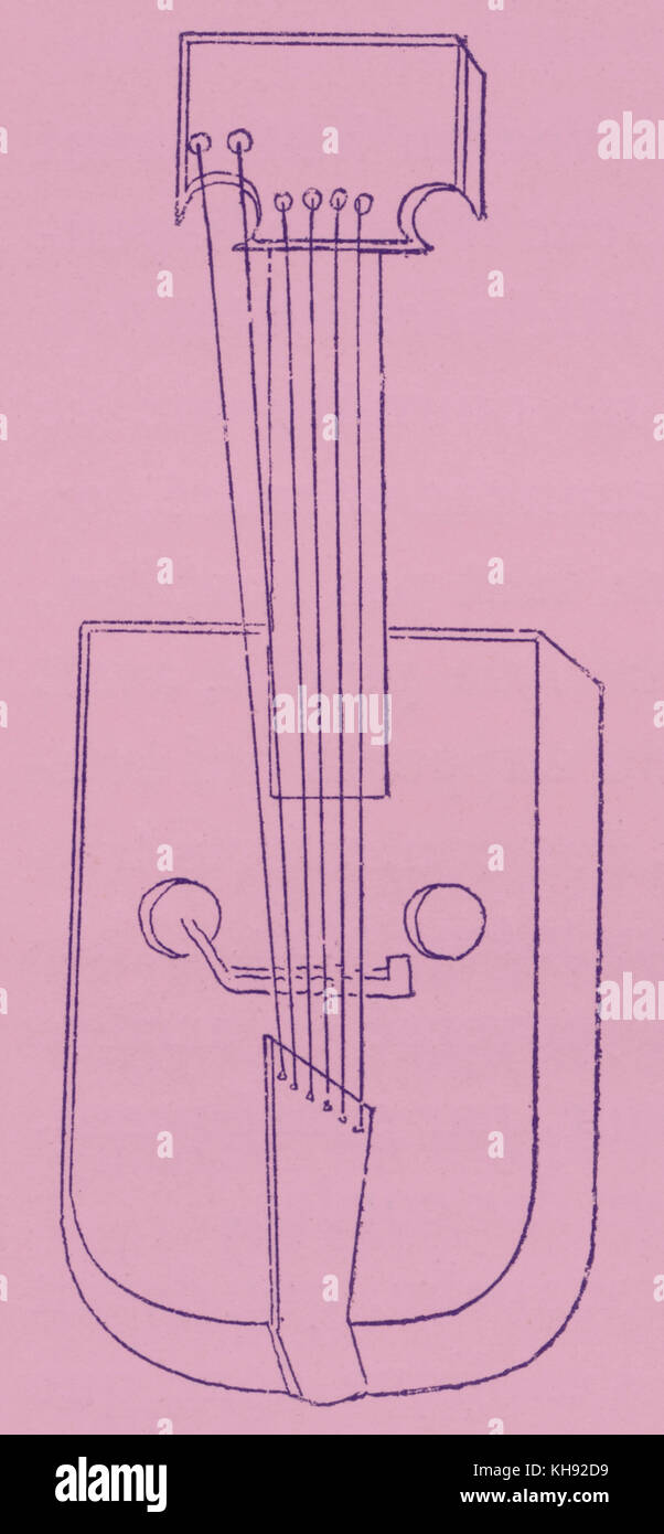 Crwth avec six cordes . Modèle à partir duquel le musicien ne retirez pas le boîtier du bras. Instrument à cordes d'archaïques. Banque D'Images
