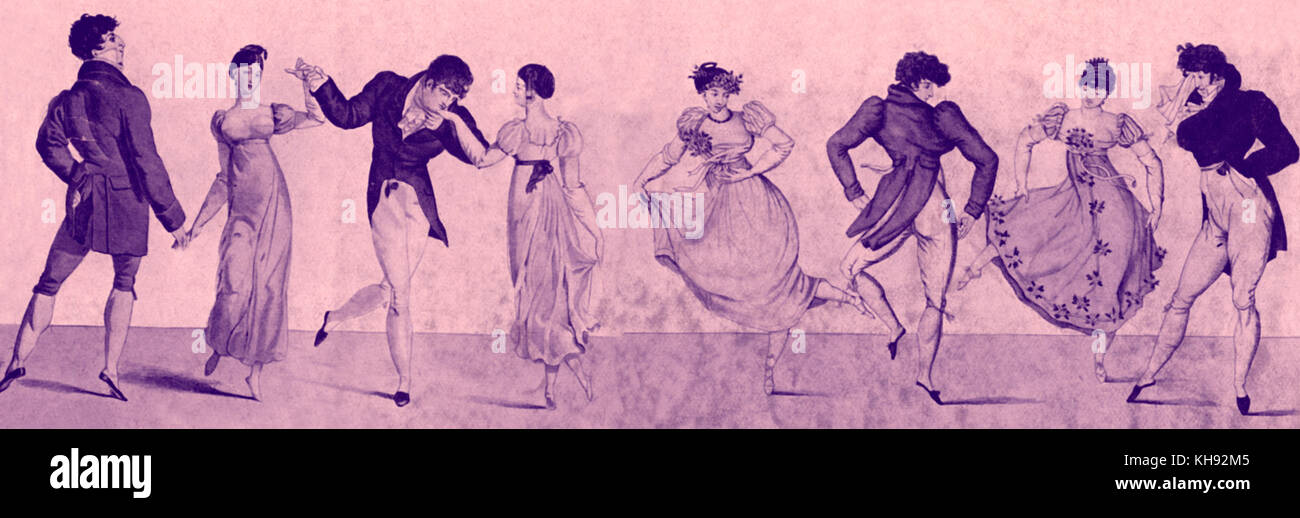 Danseurs - illustration après 'Bon Genre' série d'estampes, 1810. Banque D'Images