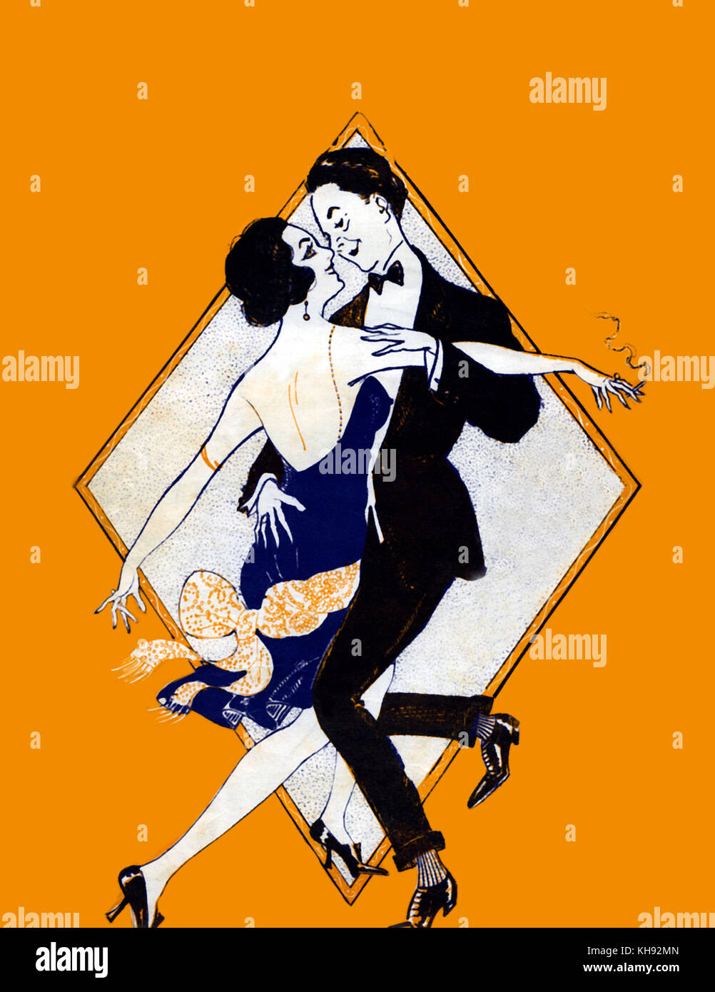 Couple dansant le fox trot, 1921. L'illustration. Banque D'Images