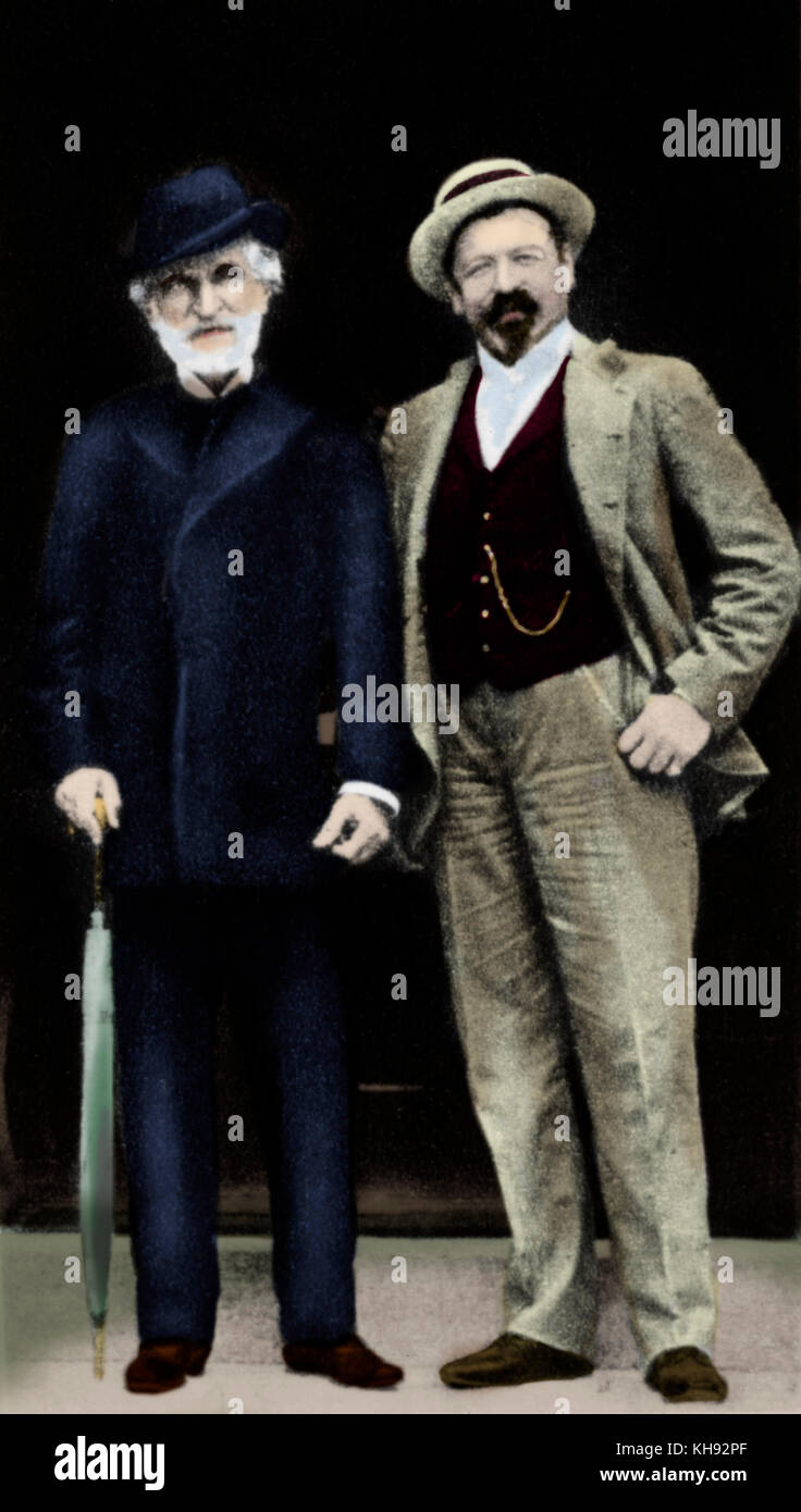 Giuseppe Verdi avec Tamagno. Francesco Tamagno, ténor italien, 28 décembre 1850 - 31 août 1905. GV : compositeur italien, 9 ou 10 octobre 1813 - 27 janvier 1901. Banque D'Images