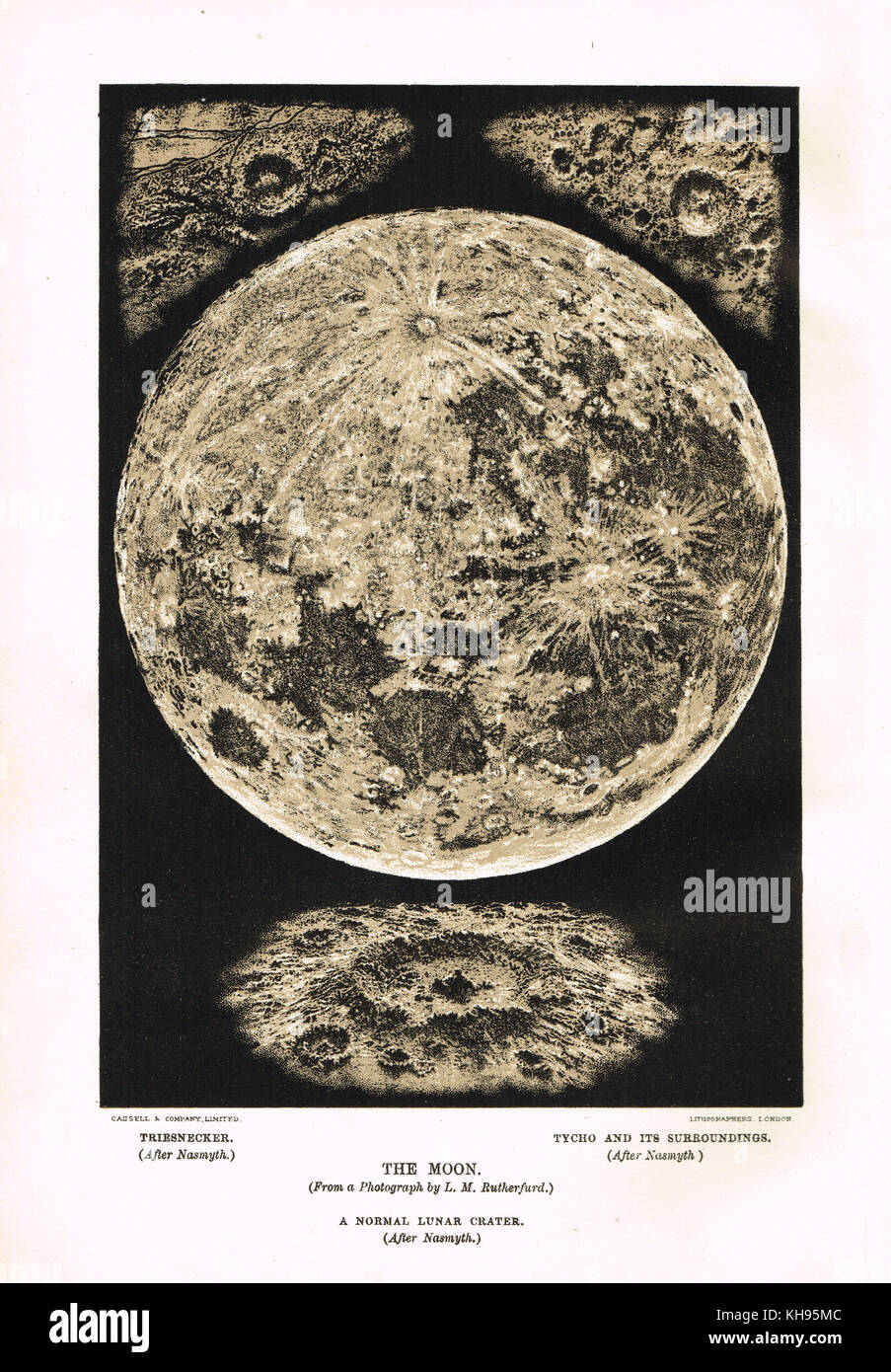 La lune et les cratères lunaires, cratère triesnecker et cratère tycho Banque D'Images