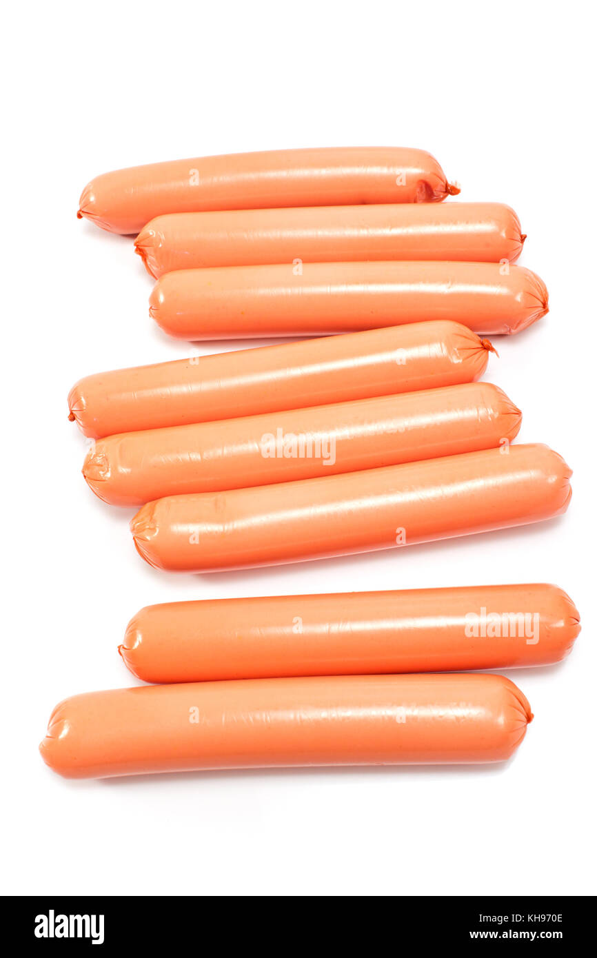 Les saucisses hot-dog isolé sur fond blanc Banque D'Images