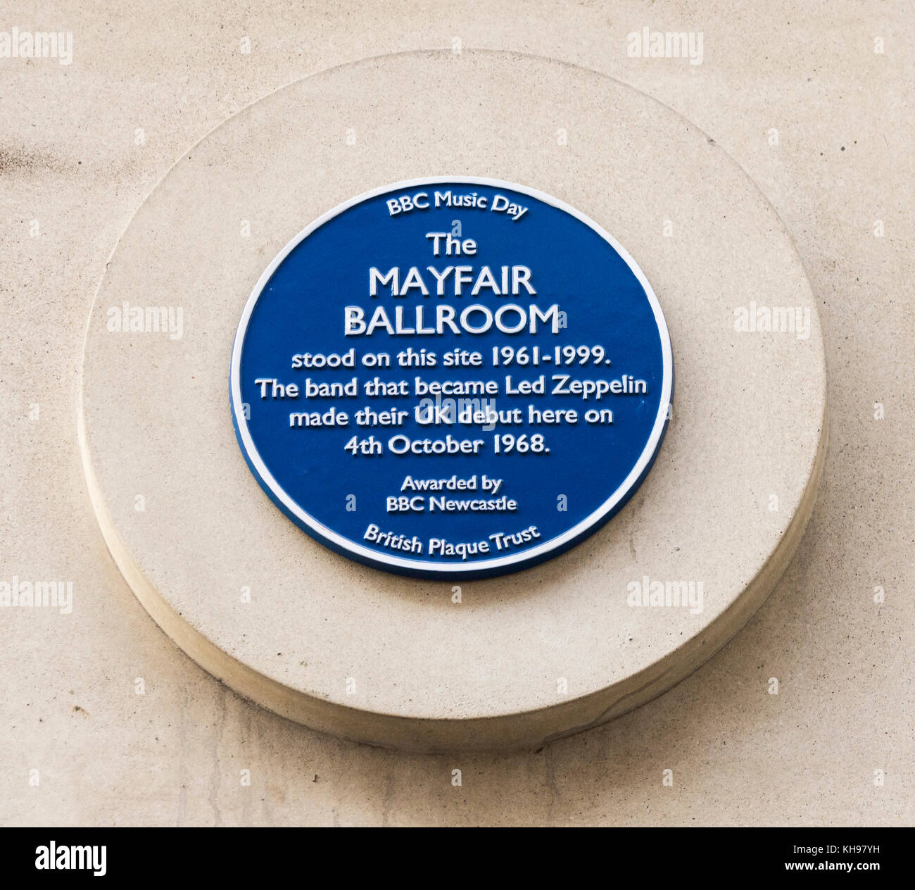 Plaque bleue LED Zeppelin/Mayfair Ballroom. Newcastle upon Tyne, Angleterre. ROYAUME-UNI Banque D'Images