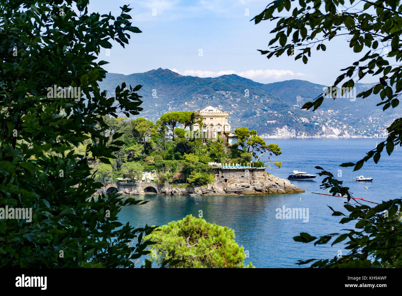 Italie. Ligurie. Golfe du Tigullio, Riviera italienne. Santa Margherita. Luxueuse villa sur la côte ligure Banque D'Images