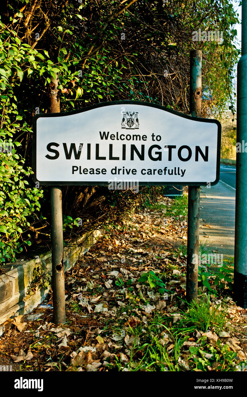 Bienvenue à Swillington signe, Swillington, West Yorkshire Banque D'Images