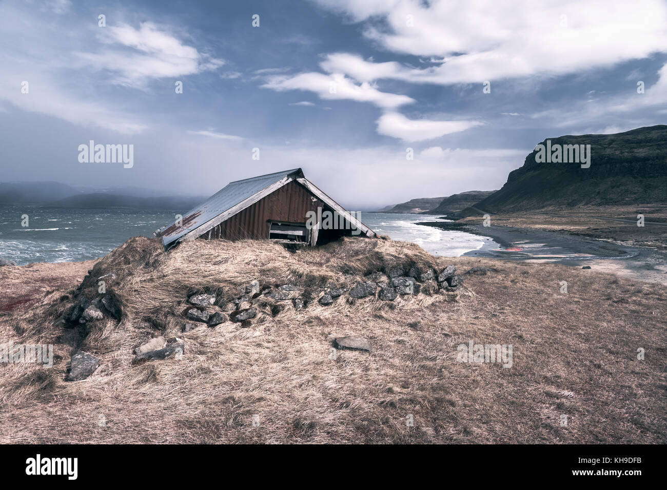 Vieille ferme hut en Islande Banque D'Images