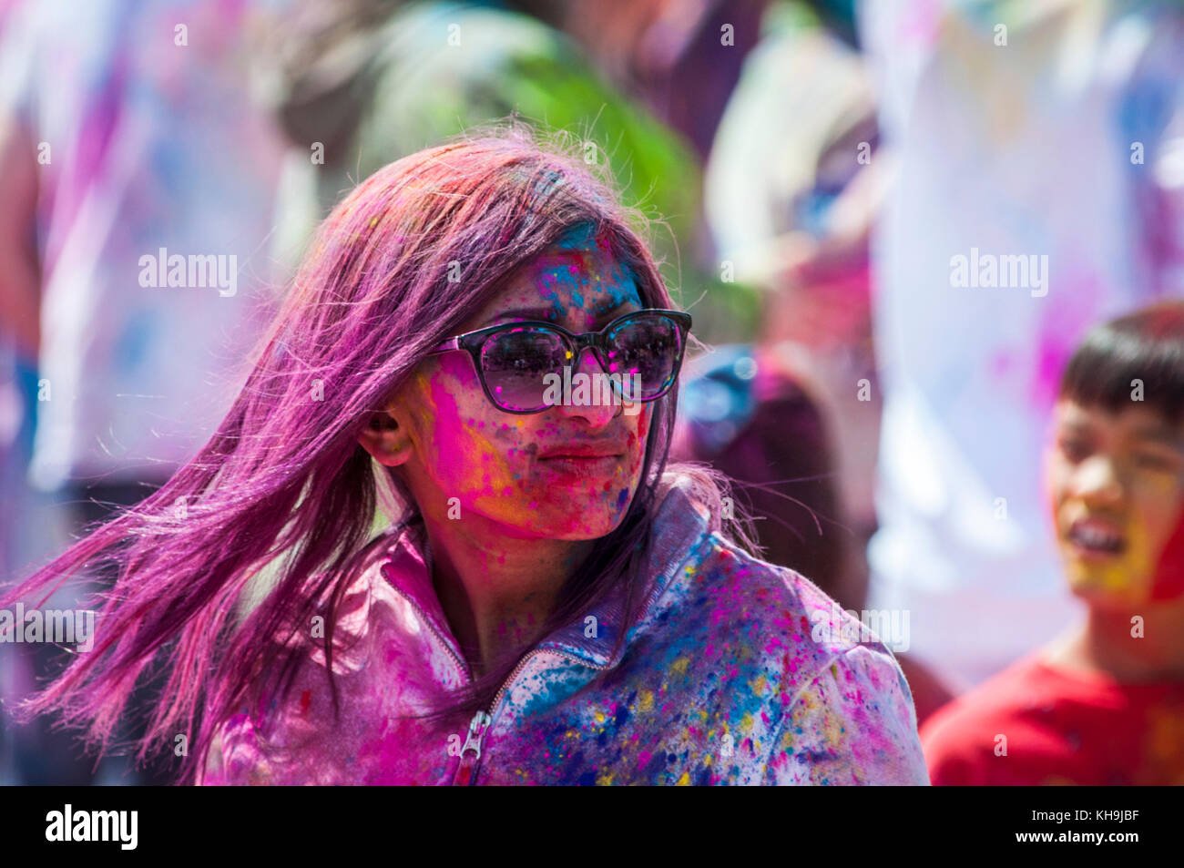 Holi est une fête hindoue célébrée à l'origine du printemps en Inde et au Népal, aussi connu comme le "festival des couleurs" ou le "festival de l'amour". Banque D'Images