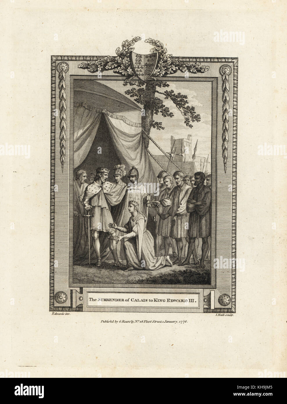 Abandon de Calais à Édouard III, 1347. La gravure sur cuivre par J. Hall après une illustration par Edwards de la plaque de cuivre Magazine mensuel ou trésor, G. Kearsley, Londres, 1778. Banque D'Images