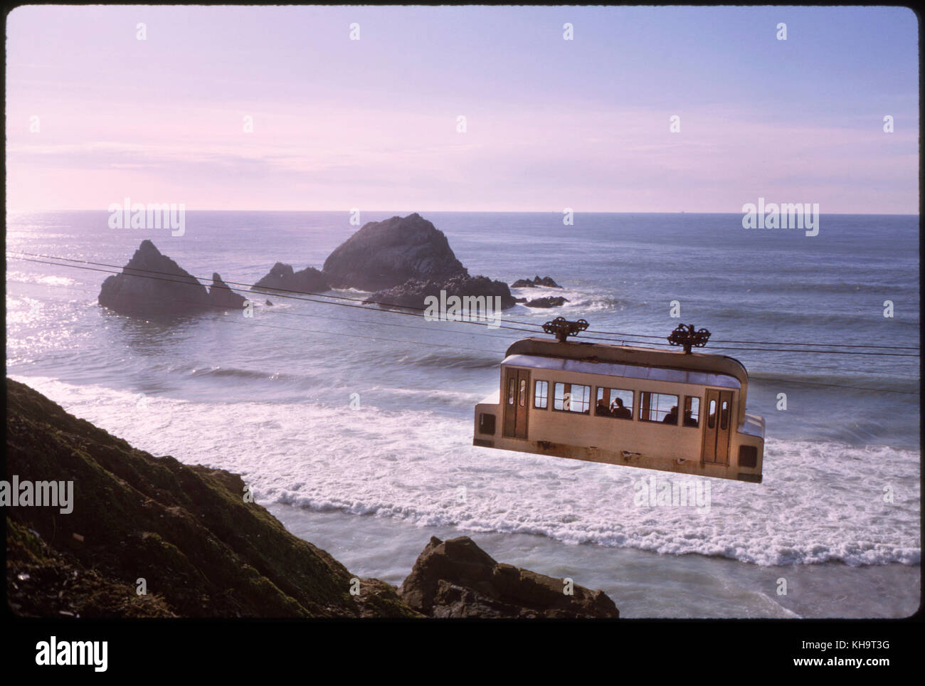 Sky tram, ocean beach, San Francisco, Californie, USA, 1964 Banque D'Images