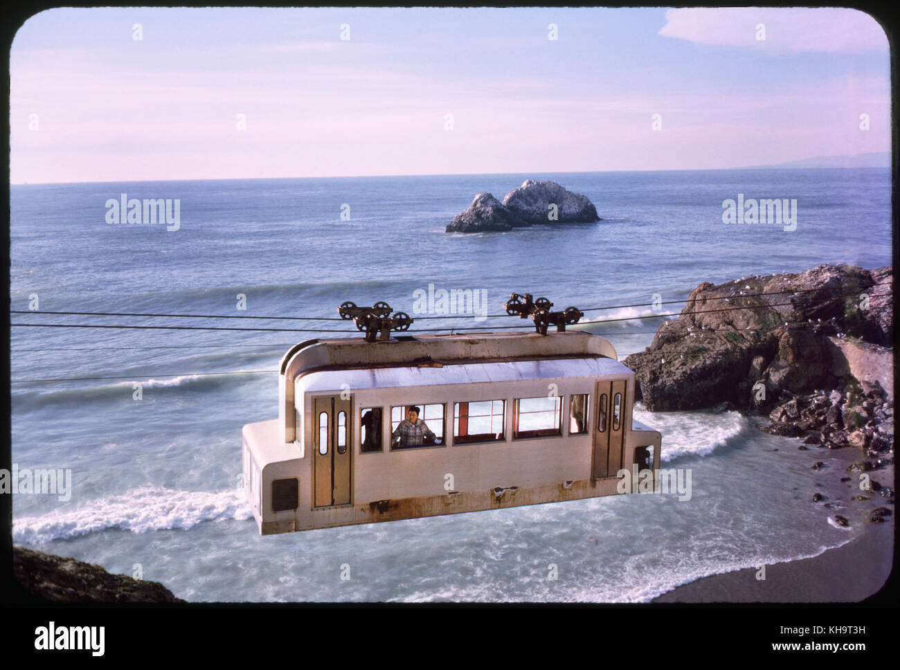 Sky tram, ocean beach, San Francisco, Californie, USA, 1964 Banque D'Images