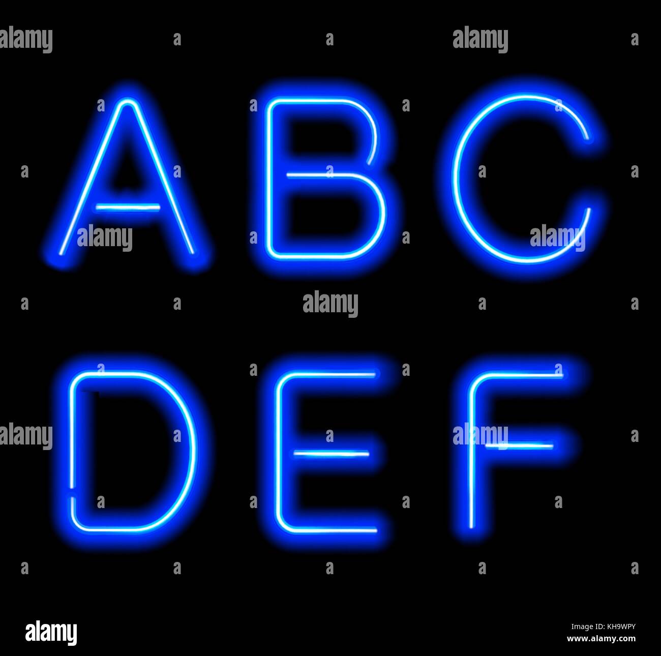 Néon lumineux alphabet. Illustration de Vecteur