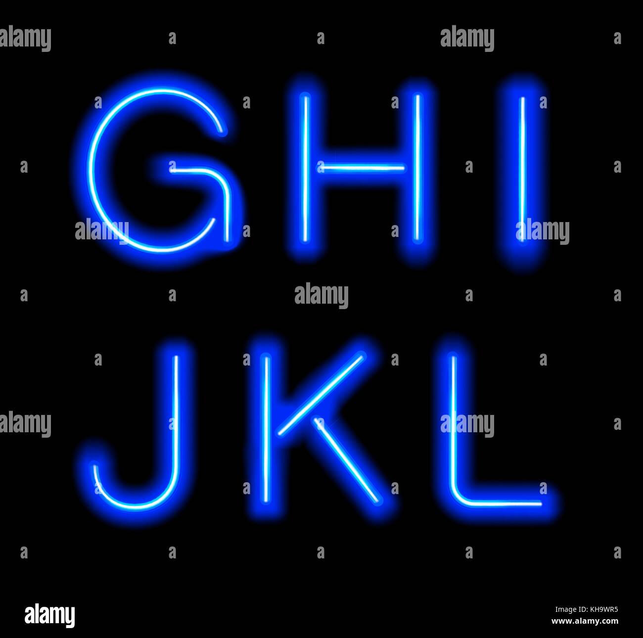Néon lumineux alphabet. Illustration de Vecteur