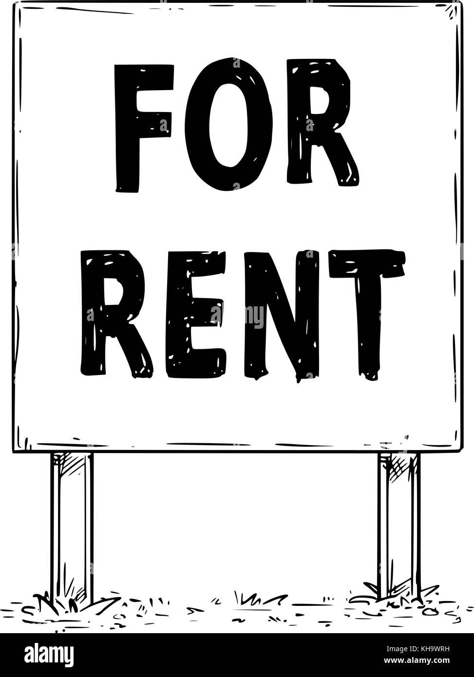 Dessin vectoriel d'un grand panneau-réclame avec texte d'affaires à louer. Illustration de Vecteur