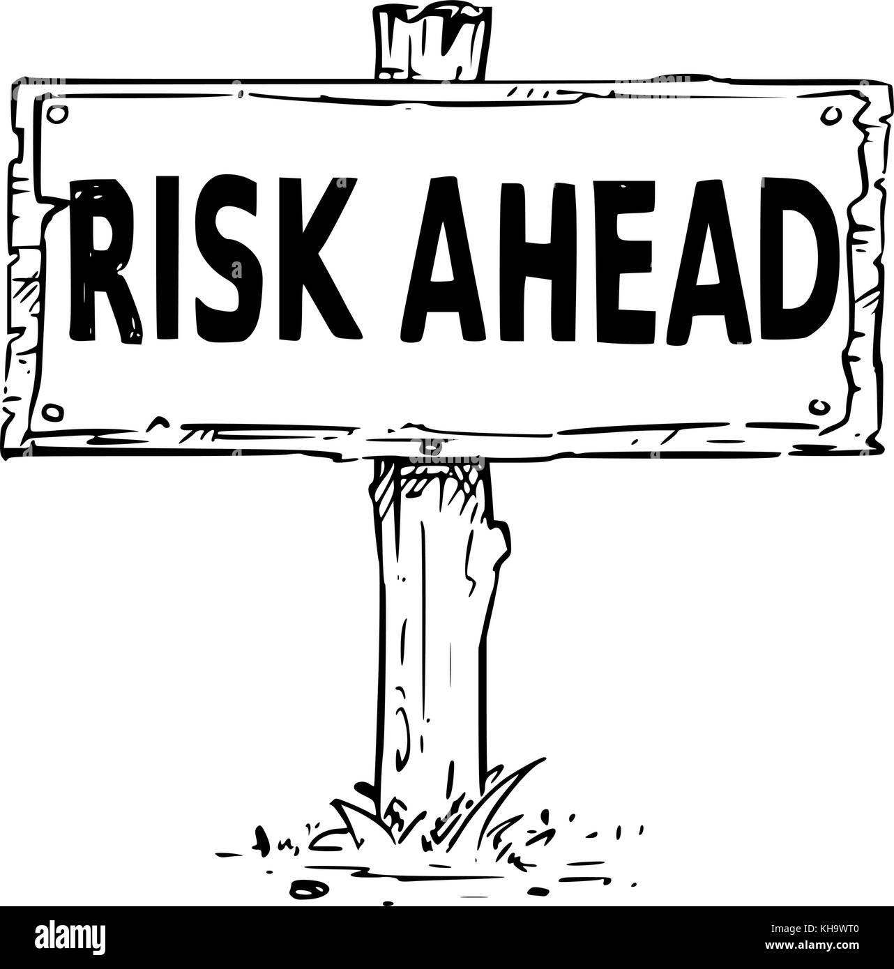 Dessin vectoriel de panneau en bois avec texte conseil d'entreprise risque à venir. Illustration de Vecteur