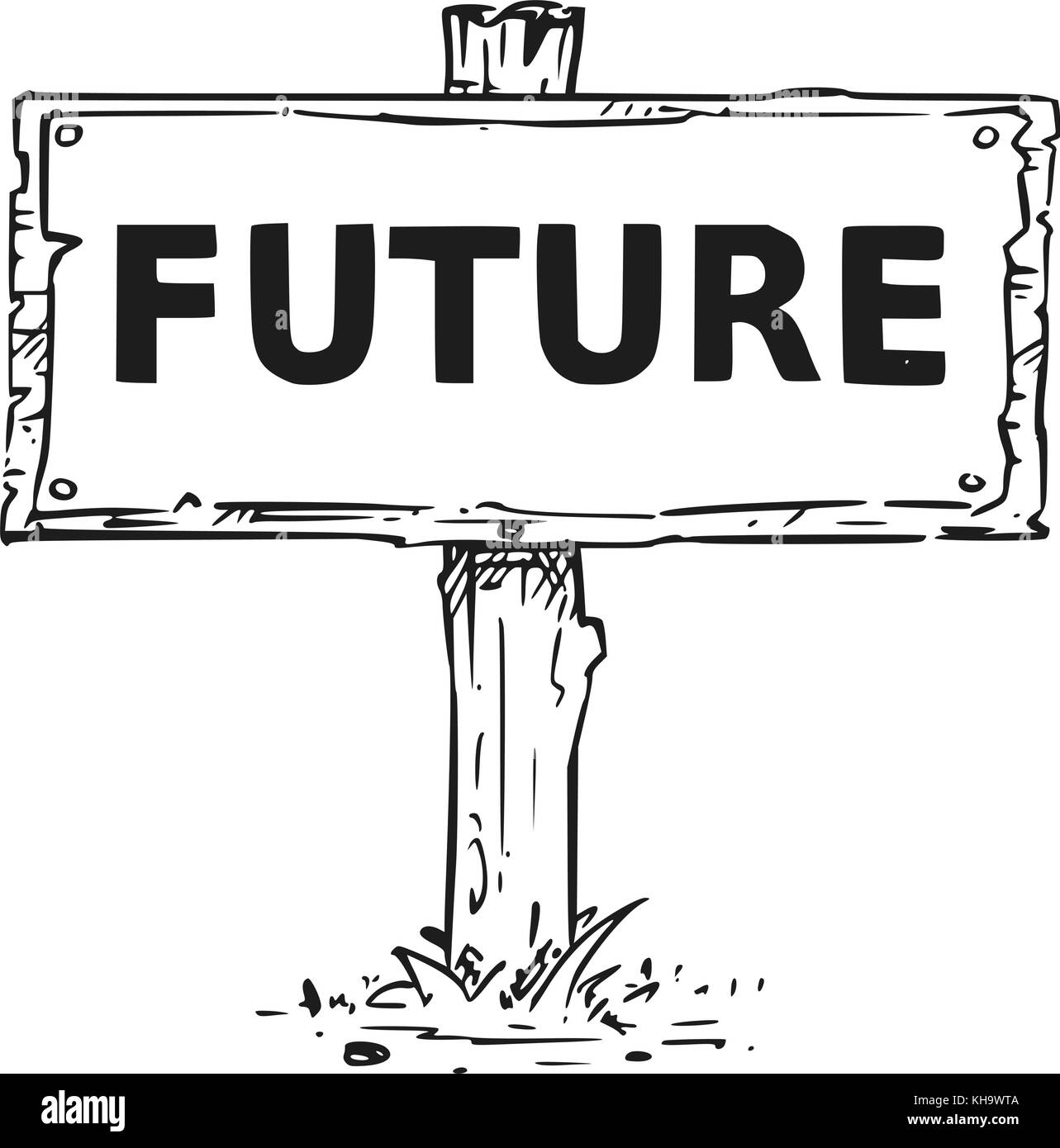 Dessin vectoriel de panneau en bois avec texte d'avenir. Illustration de Vecteur