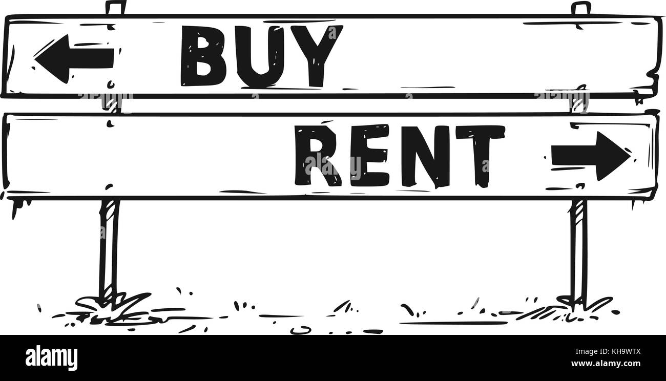 Dessin vectoriel d'acheter ou louer road block panneau de flèche. Illustration de Vecteur