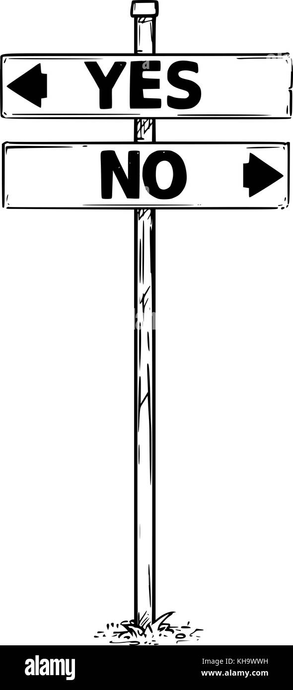 Dessin vectoriel de oui et pas de décision d'affaires flèche trafic signe. Illustration de Vecteur