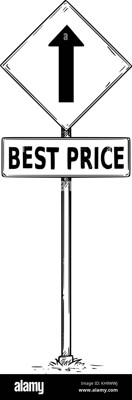 Dessin vectoriel d'une flèche à panneau de circulation avec meilleur prix texte conseil. Illustration de Vecteur