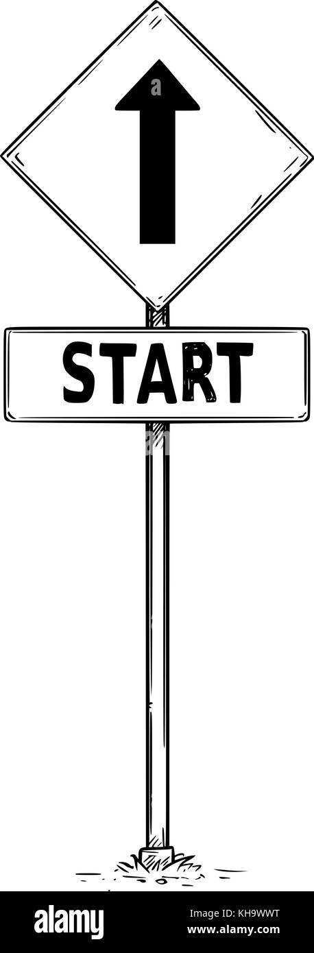 Dessin vectoriel d'une flèche à panneau de circulation avec texte start business administration. Illustration de Vecteur