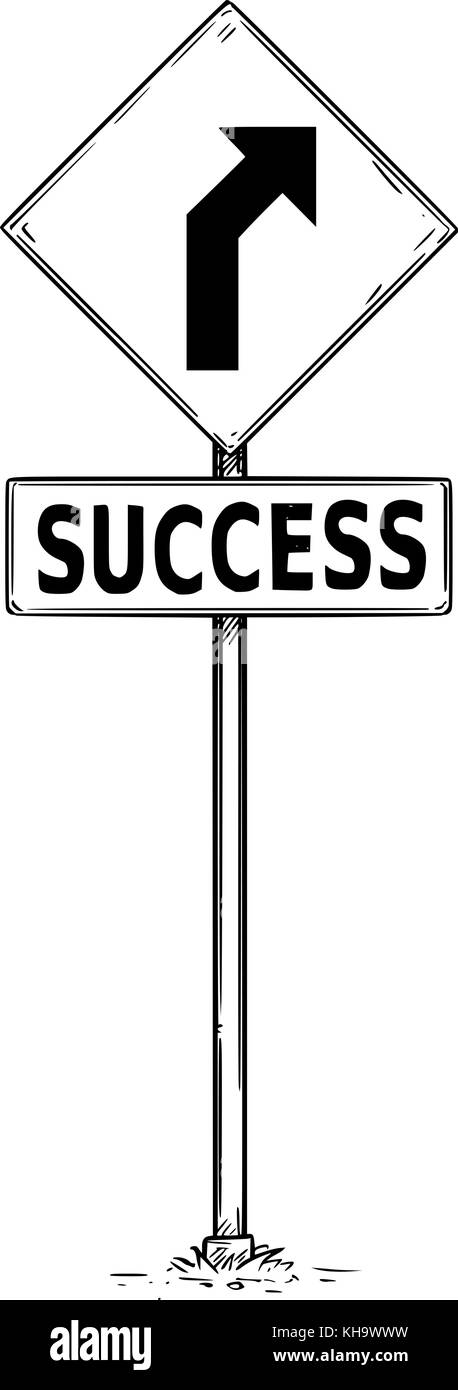 Dessin vectoriel de curved road traffic sign arrow avec succès texte conseil. Illustration de Vecteur