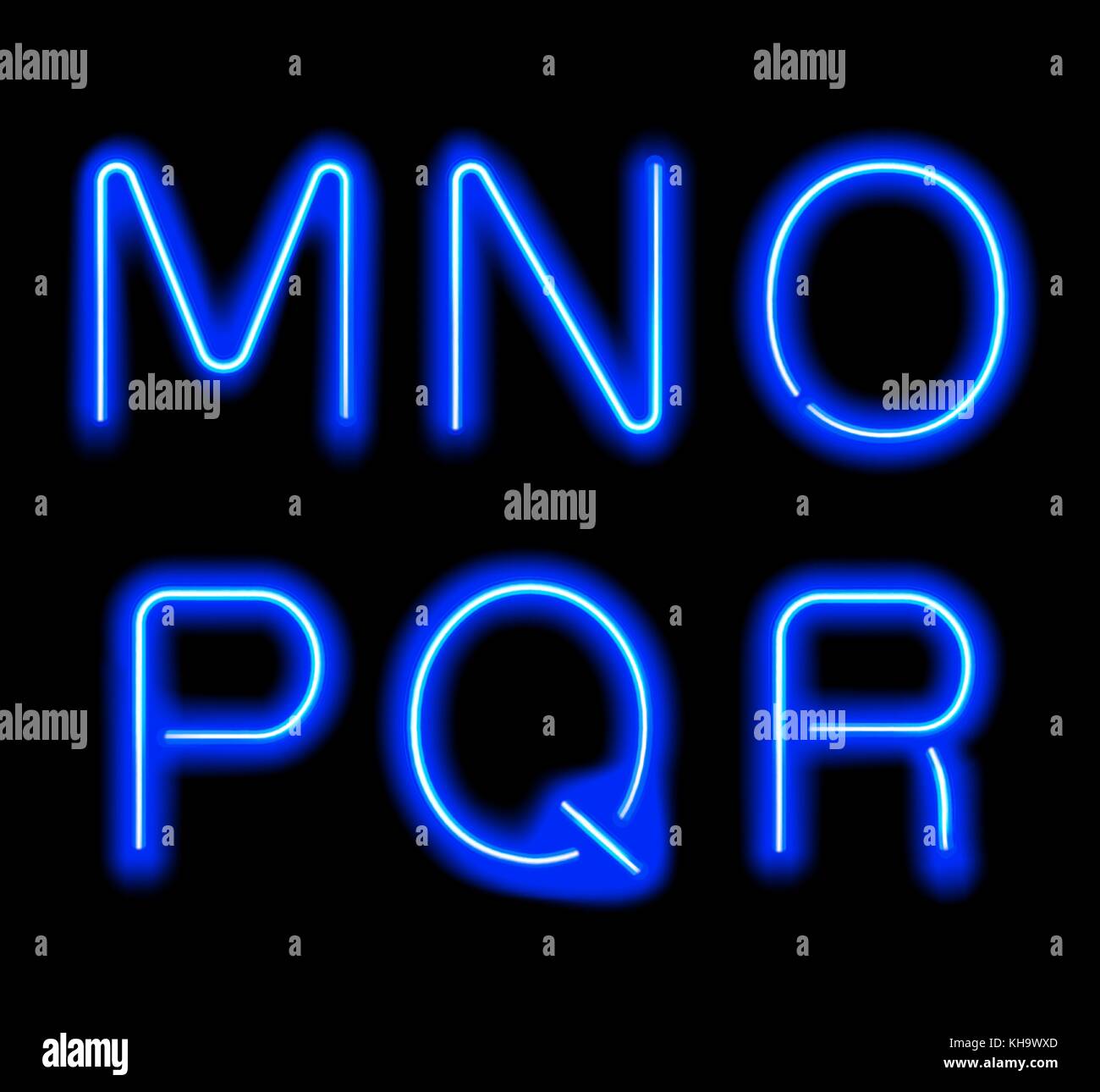 Néon lumineux alphabet. Illustration de Vecteur