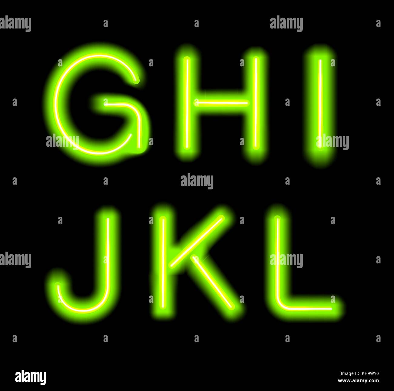 Néon lumineux alphabet. Illustration de Vecteur