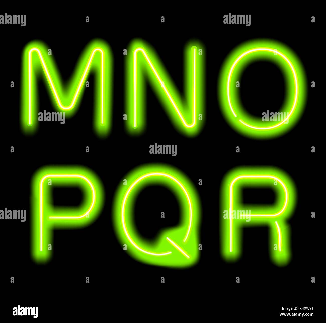 Néon lumineux alphabet. Illustration de Vecteur