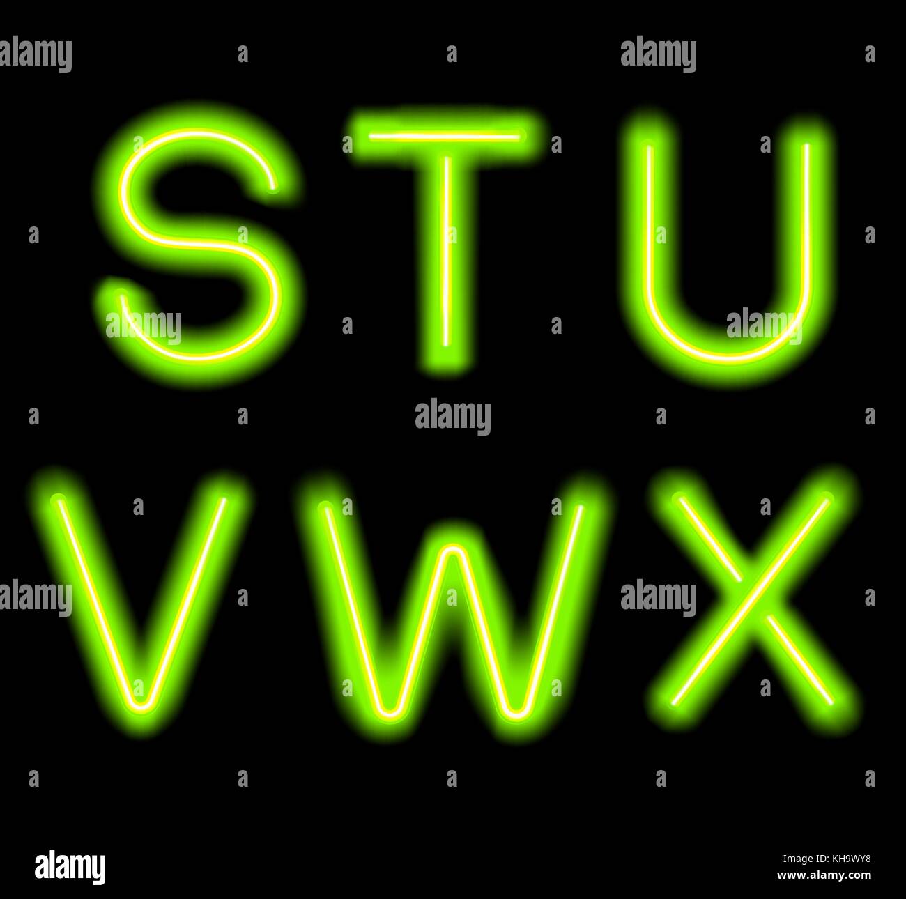 Néon lumineux alphabet. Illustration de Vecteur